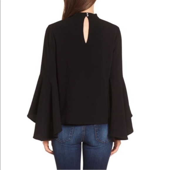 WAYF Ryan Chocker Bell Sleeve Black Top - Picture 2 of 7